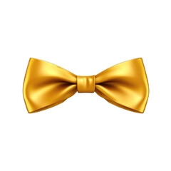 A gold bow tie is shown on a white background