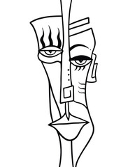 A face in vector line art with an abstract style