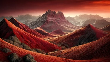 Zelfklevend Fotobehang beautiful red landscape background for presentation © Tomas
