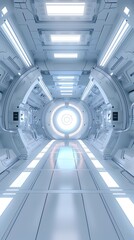Futuristic Spaceship Interior in Underground Laboratory, To provide a high-quality, eye-catching image for use in advertising, marketing, and design