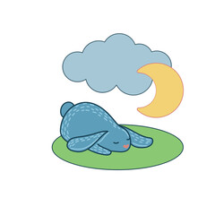 Easter Rabbit Mascot Icon. Cute Funny Easter Traditionat Egg Hunter Symbol Bunny Rabbit Doodle Illustration