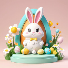 Obraz premium photo of a easter bunny with easter eggs background