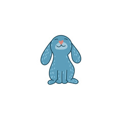 Easter Rabbit Mascot Icon. Cute Funny Easter Traditionat Egg Hunter Symbol Bunny Rabbit Doodle Illustration