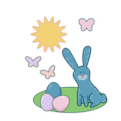 Easter Rabbit Mascot Icon. Cute Funny Easter Traditionat Egg Hunter Symbol Bunny Rabbit Doodle Illustration