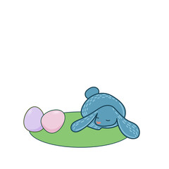 Easter Rabbit Mascot Icon. Cute Funny Easter Traditionat Egg Hunter Symbol Bunny Rabbit Doodle Illustration