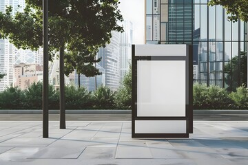 Minimalist Parking Kiosk and Urban Elements in 3D Rendering