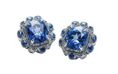 Sparkling Sapphire Earring isolated on transparent Background