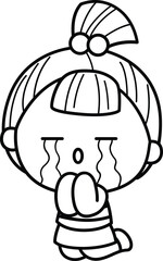 a vector of a girl fulll of many emotions in black and white coloring