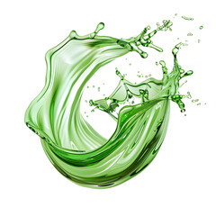Green liquid fluid dynamic wave Isolated on white background