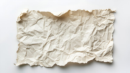 Old crumpled blank sheet of paper isolated on white background. generative ai