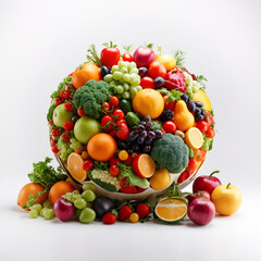 round spherical fruit bowl, on a white background.