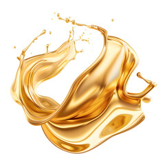 Fototapeta premium Gold glossy liquid wave, fluid splash Isolated on white background