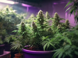 Indoor Cannabis Farm Lush Green Marijuana Ganja Weed Plants Generative AI
