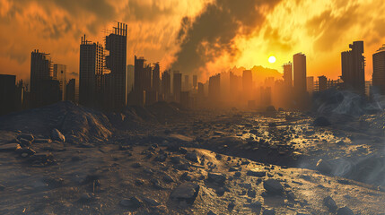 Environment of a completely destroyed city the End of Time as announced in the Bible