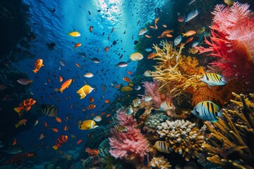 Fototapeta na wymiar Underwater scene with coral and fish
