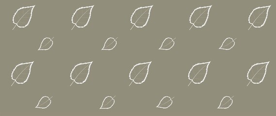 Flat illustration. Autumn concept. Leaves from white lines. Seamless wallpaper on a dark background...