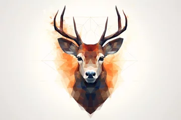  a low poly deer head © White