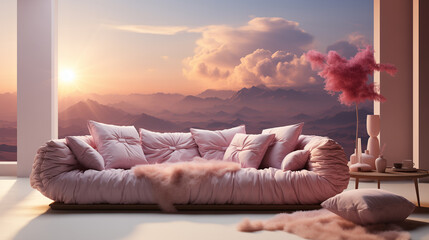A bed among pink clouds