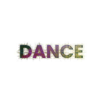 An abstract transparent cut out text type of the word dance graphic design element.