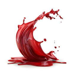 Dark red color juice liquid wave Isolated on white background