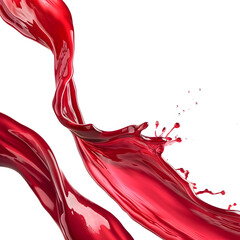 Dark red color juice liquid wave Isolated on white background