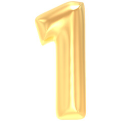Gold 1 Number 3D Rendering