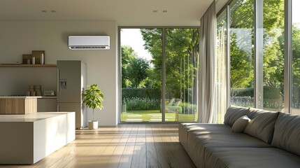 an air source heat pump installed in a residential building, symbolizing the shift towards sustainable and clean energy practices at home.