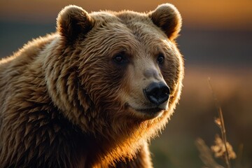 Obraz premium Focus shot of a honey bear at sunset