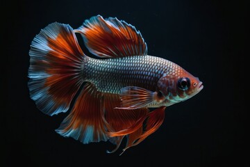 Fototapeta premium Halfmoon betta fish isolated on dark background
