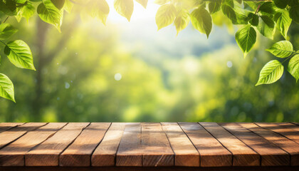 Beautiful Spring/Summer Background with Green Foliage and Sunlight