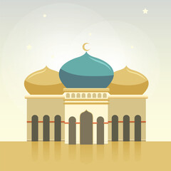 gold mosque flat vector illustration
