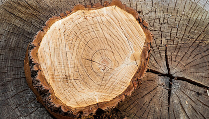 Cross-Section of a Tree Stump Showing Annual Rings