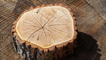 Cross-Section of a Tree Stump Showing Annual Rings