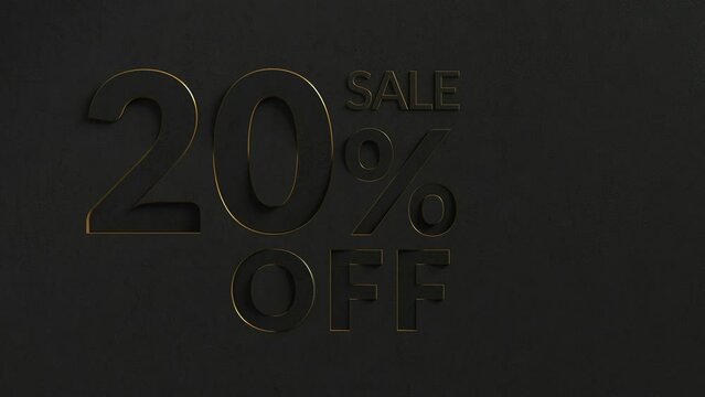 Black 20% off special offer on black background. Sale Up to 20 Percent Off, Sale Symbol, Special Offer background.