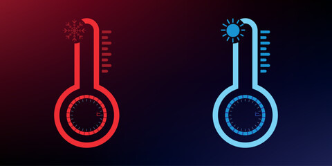 icon set weather forecast. Flat, blue, red, degrees Celsius, clock and weather forecast. 3 - obrazy, fototapety, plakaty
