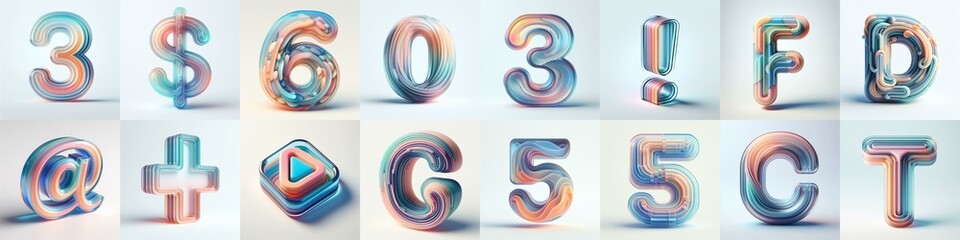 Fototapeta na wymiar pastel colors blend glass 3D Lettering Typeface. AI generated illustration