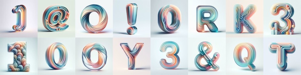 pastel colors blend glass 3D Lettering Typeface. AI generated illustration