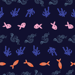 Sea life underwater pattern background design