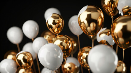 Golden and silver balloons background. New Year concept.
