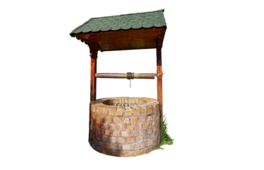 there is a wooden water well