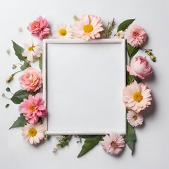 Lovely floral frame on white background