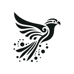 Falcon Tattoo Logo Clean and Creative Silhouette Symbol Vector Illustration