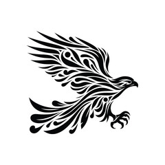 Vector Tattoo Illustration Simple Silhouette Falcon Symbol Logo Icon