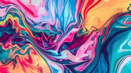  a liquid background, with colorful liquids swirling and blending together in abstract patterns, conveying a sense of fluidity and dynamism, generative ai