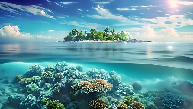 Island Oasis: Stunning View of the Island Amidst the Sea. Crafted by Generative AI
