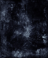 Dark blue grunge scratched background, old damaged wall, scary distressed texture - 751414586
