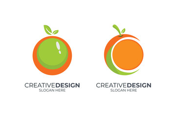 Food nature fruit vegetable abstract logo Orange Fresh Fruit Logo Vector Template