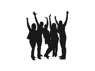 Fototapeta na wymiar people raising hand silhouettes. Cheering crowd at a concert. People raising hand at the concert. People raising hand at the concert design template in flat style. isolated on white background.
