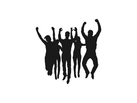 people raising hands silhouette. Cheering crowd at a concert. People are raising their hands at the concert. People are raising their hands at the concert design template in a flat style.