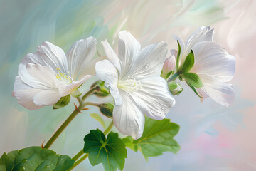 Fototapeta na wymiar Beautiful white spring flowers with raindrops on the petals